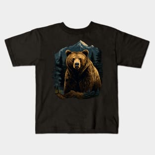 Bear Forest American Animals Wildlife Kids T-Shirt